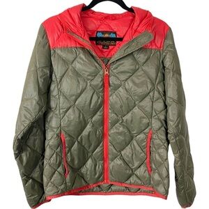 Retro 70s GorpCore Puffer Jacket Eddie Bauer 550 Goose Down Brown Red Size Small